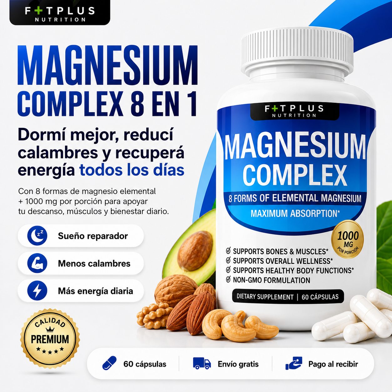 FITPLUS Magnesium Complex 8 en 1 – 60CAPS