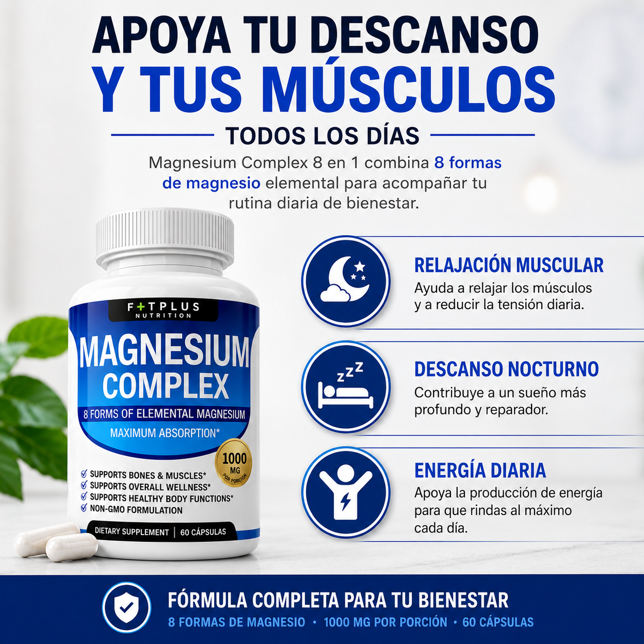 FITPLUS Magnesium Complex 8 en 1 – 60CAPS