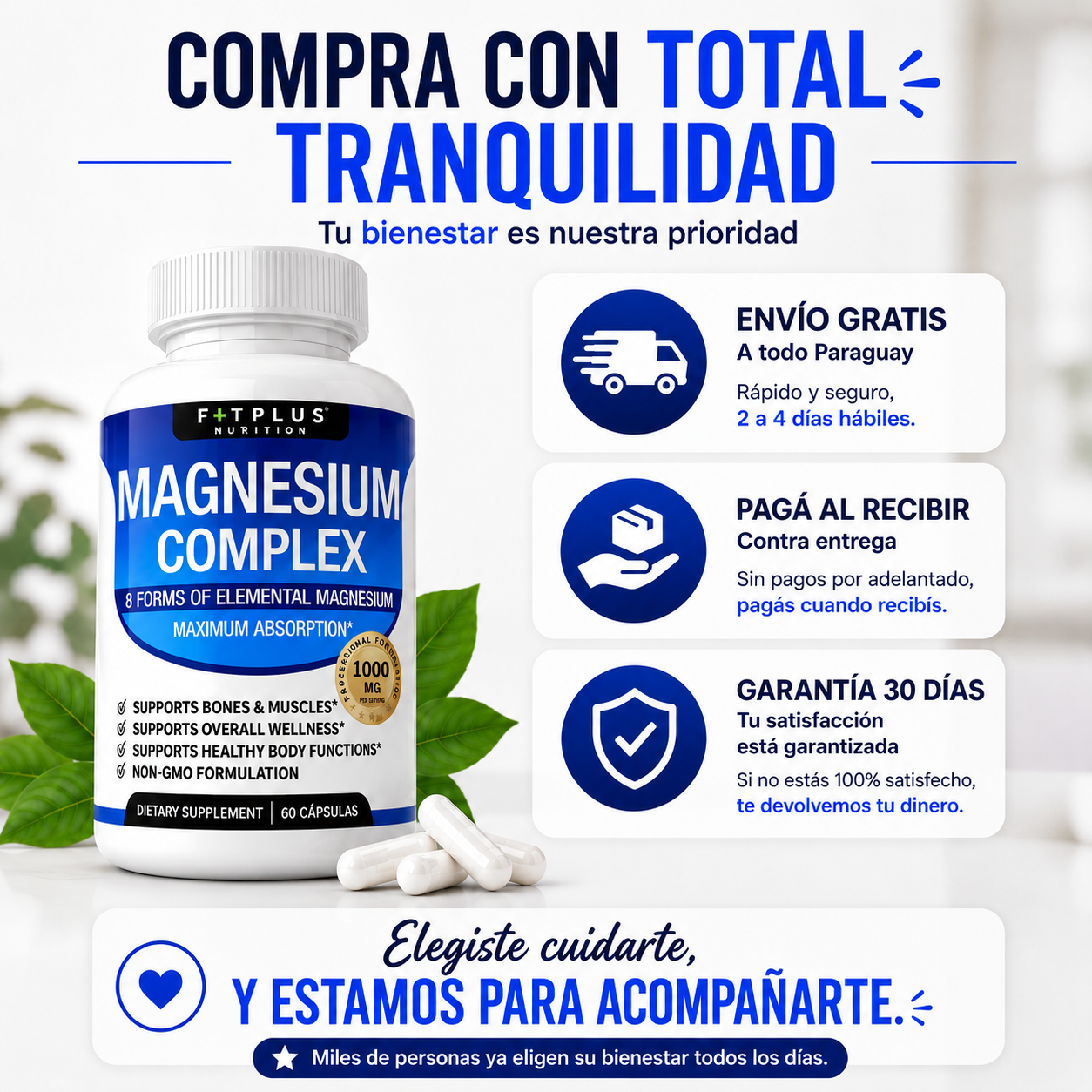FITPLUS Magnesium Complex 8 en 1 – 60CAPS