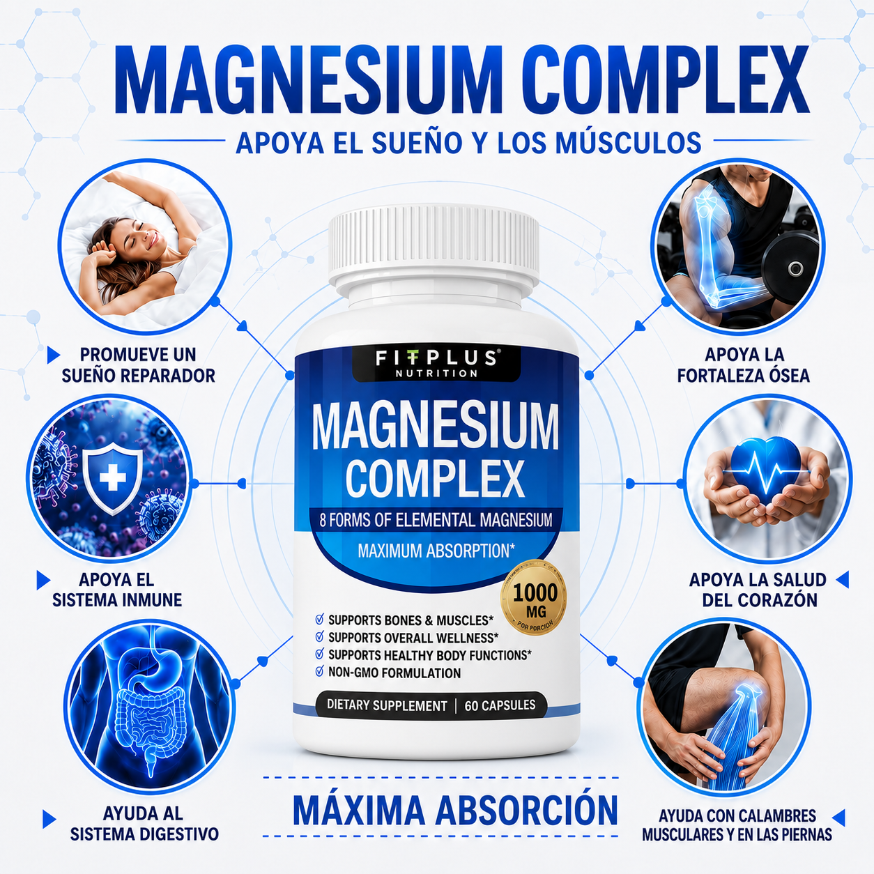 FITPLUS Magnesium Complex 8 en 1 – 60CAPS